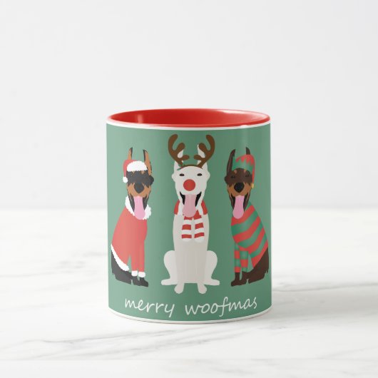 メリーWoofmas Dobermann Christmas Dogs マグカップ (中央)