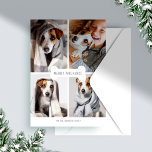 メリーWoofmas Dog Bone Photo Pet Collage シーズンカード<br><div class="desc">魔法と祝フェスティバルの休日のシーズンと私たちのカスタムの休日のメリーwoofmasペット写真コラージュのホリデーカード。私たちモダンの休日エレガントデザインはモダン4つの写真のコラージンググリッドレイアウトを備えモダンて、白い犬の骨デザインは4つの正方形の写真のコラージュレイアウトの中央に配置され、犬の骨の内側に配置されています。カスタマイズお名前で裏面はグレーの背景とハートシェイプウィンドウの印刷背景を備えている。</div>