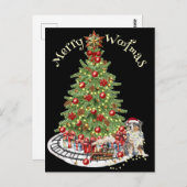 メリーWoofmas Dog Design – オーストラリアの羊飼い ポストカード (正面/裏面)