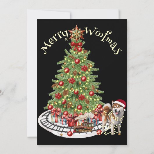 メリーWoofmas Dog Design – 秋田 シーズンカード (正面)