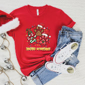 メリーWoofmas Pawプリントクリスマス女子Tシャツ Tシャツ