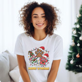 メリーWoofmas Pawプリントクリスマス女子Tシャツ Tシャツ