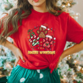 メリーWoofmas Pawプリントクリスマス女子Tシャツ Tシャツ