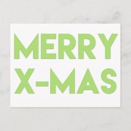 メリーX-Mas、グリーンモダンタイポグラフィクリスマス シーズンポストカード