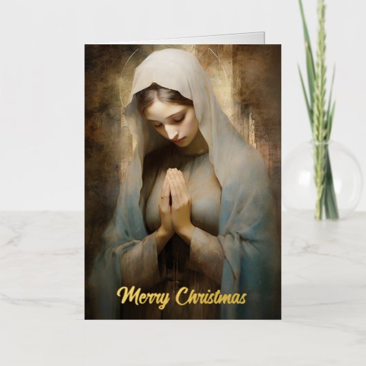 メリ賛美ー祈のクリスマス金ゴールド 箔グリーティングカード (正面)