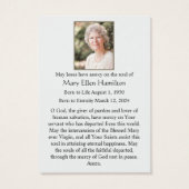 メリ賛美ー葬儀カトリック記念祈りの言葉カード (裏面)