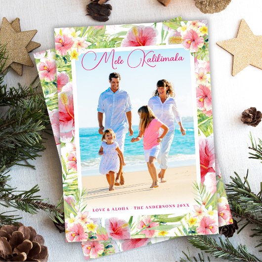 メリ・カリキマカ トロピカル・フローラル クリスマス写真 シーズンカード