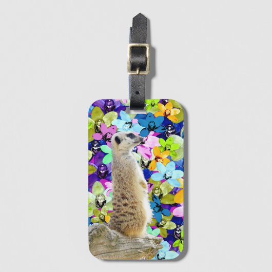 メルカットと水色のラン ラゲッジタグ (正面縦)