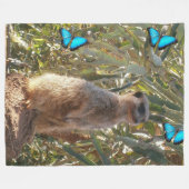 メルカットと蝶 フリースブランケット (正面(横))