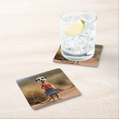 メルカットの女性10代の若者はスカートとジャケット。 スクエアペーパーコースター (インサイチュ)