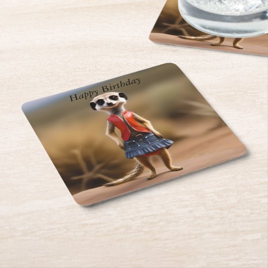 メルカットの女性10代の若者はスカートとジャケット。 スクエアペーパーコースター (アングル)