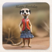 メルカットの女性10代の若者はスカートとジャケット。 スクエアペーパーコースター (正面)