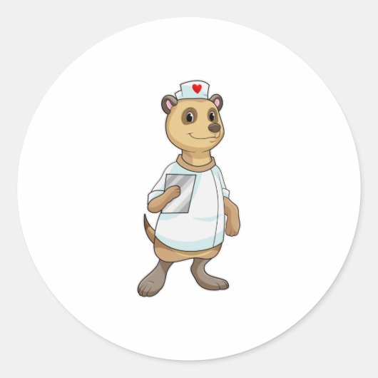 メルカットはナースとハート ラウンドシール (正面)