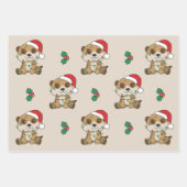 メルカットクリスマスウィンターアニマルズホリデーメルカッツ ラッピングペーパーシート (正面)