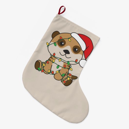 メルカットクリスマスウィンターアニマルズホリデーメルカッツ ラージクリスマスストッキング (正面 (吊り時))