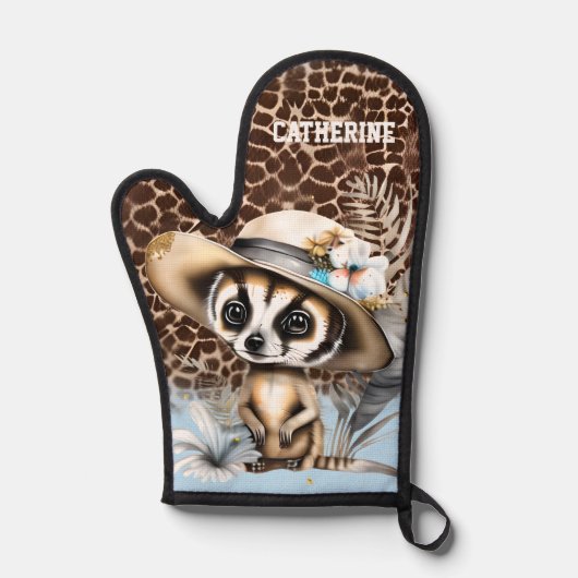 メルカットサファリージャングル動物動物の皮プリント名 鍋つかみ (正面)