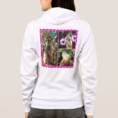 メルカットフォトコラージュ、レディースフリースジップフード付きスウェットシャツ パーカ (裏面)