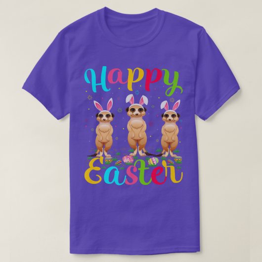 メルカットラバーおもしろいイースターエッグバニーMeerkat Happy Tシャツ (デザイン正面)