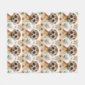 メルカットヴィンテージフローラルパターン フリースブランケット (正面(横))