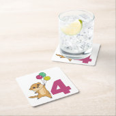 メルカット第4誕生日バルーンキッズスクエア紙 スクエアペーパーコースター (インサイチュ)