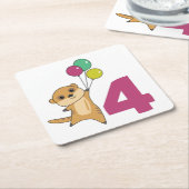 メルカット第4誕生日バルーンキッズスクエア紙 スクエアペーパーコースター (アングル)