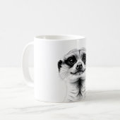 メルカットLover Tシャツ – リアルな白黒He コーヒーマグカップ (正面左)