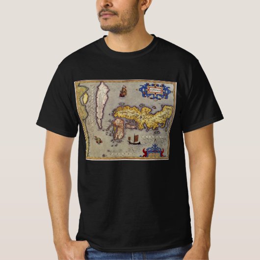 メルカトルとホンドゥイウスによる日本の古地図 Tシャツ (正面)