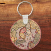 メルカトルによる北極地図の古地図 キーホルダー (正面)