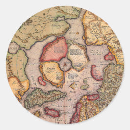 メルカトルによる北極地図の古地図 ラウンドシール