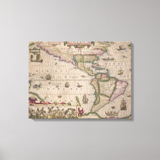 メルカトルの地図"アトラス"よりアメリカの地図。 by キャンバスプリント (正面)