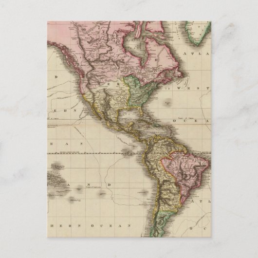 メルカトルの投影の世界、西部 ポストカード (正面)