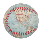 メルカトルの投影上の世界地図 野球ボール (正面左)