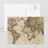 メルカトル図法による世界地図 ポストカード (正面/裏面)