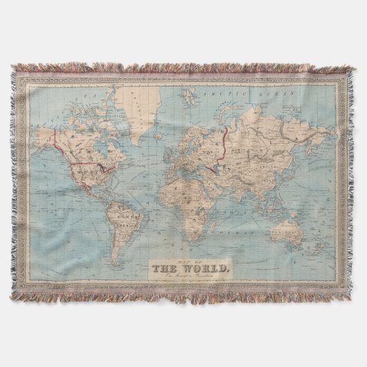 メルカトル図法の世界の地図 スローブランケット (正面)