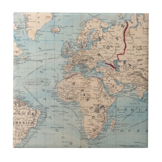 メルカトル図法の世界の地図 タイル (正面)