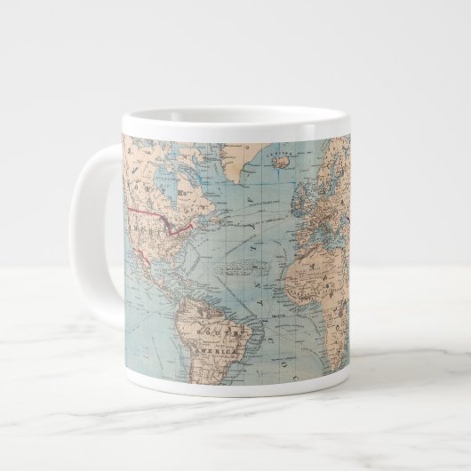 メルカトル図法の世界地図 ジャンボコーヒーマグカップ (正面左)