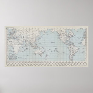 メルカトル図法の世界地図 ポスター