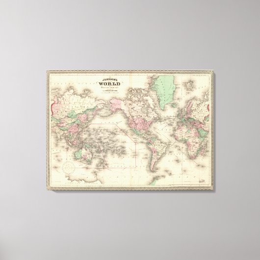 メルカトル図法の世界 キャンバスプリント (正面)