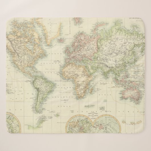 メルカトル図法の世界 シェルパブランケット (正面(横))