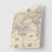 メルカトル図法の世界 スクエア壁時計 (傾斜)