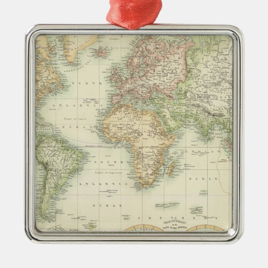 メルカトル図法の世界 メタルオーナメント (正面)