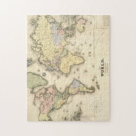 メルカトル図法| 1840年の世界 ジグソーパズル (縦)