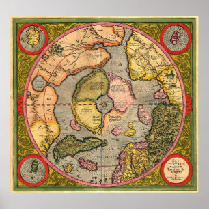メルカトル著北極の地図 ポスター