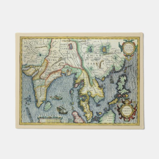 メルカトル / ホンディウスによる東南アジアの古地図 ドアマット (正面)