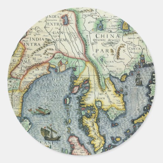 メルカトル / ホンディウスによる東南アジアの古地図 ラウンドシール (正面)