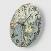 メルカトル / ホンディウスによる東南アジアの古地図 ラージ壁時計 (傾斜)