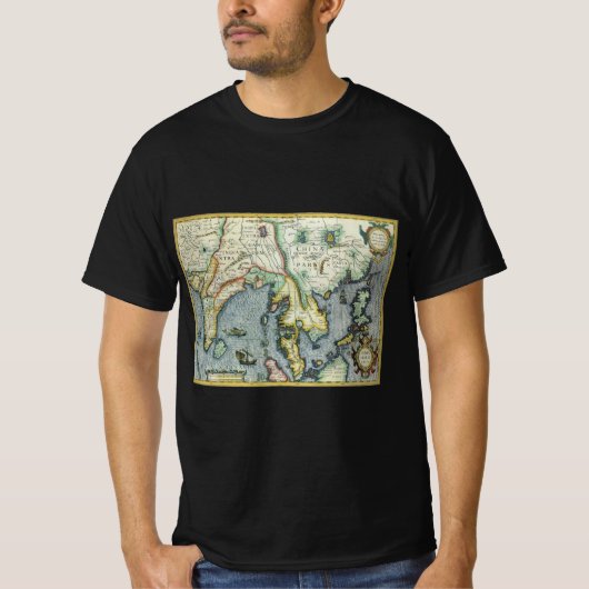 メルカトル / ホンディウスによる東南アジアの古地図 Tシャツ (正面)