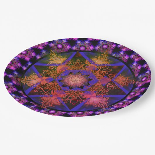 メルカバ曼荼羅模様 ペーパープレート (アングル)