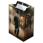 メルカートは黒いネクタイの服を着てイベントした。 ミディアムペーパーバッグ (正面アングル)