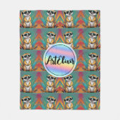 メルカートレトロプリント フリースブランケット (正面)